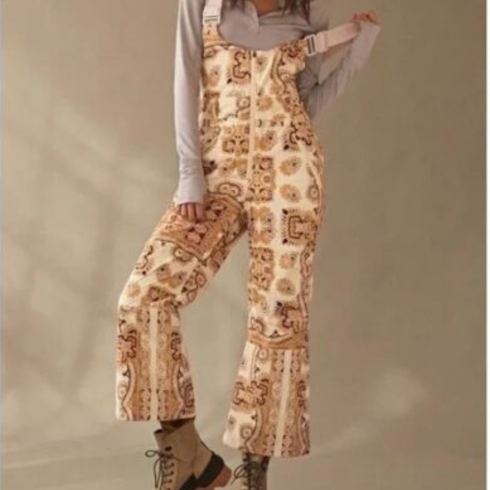 Free People Movement "Alpine Glow" Snow Bib (Brushed Sail Paisley) Size S